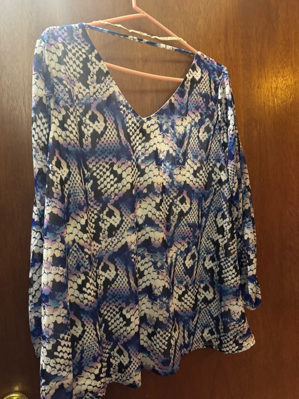 Worthington Blue & Purple Printed V-Neck Tunic